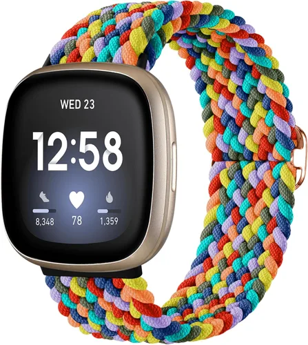 Vista 12 de Maledan Banda elástica trenzada compatible con Fitbit Sense/Versa 3/4 y Sense 2, correa elástica suave para reloj inteligente, accesorio