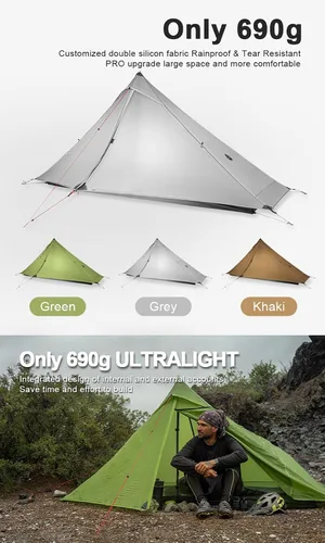 Vista 4 de 3F UL Gear Lanshan PRO Lanshan Tienda de campaña ultraligera Tienda de campaña ultraligera para 3 estaciones para 1 persona o 2 personas, camping