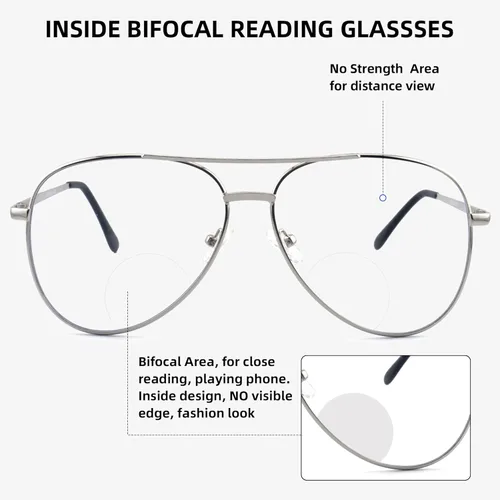 Vista 4 de Paquete de 3 lentes de lectura bifocales para mujeres y hombres, lentes de lectura bifocales de aviador, lentes de lectura bifocales + 1.0
