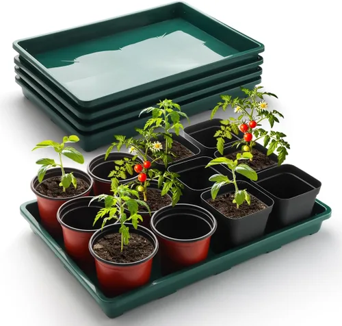 Vista 11 de RooTrimmer Paquete de 5 bandejas para macetas de vivero, bandeja de transporte y sujeción para plantas para macetas de inicio de semillas, Negro