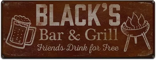 Vista 27 de Adam's Bar and Grill Friends Drink for Free, cartel de aluminio de 5.75 x 15.5 pulgadas, accesorios personalizados para bar y decoración de pared