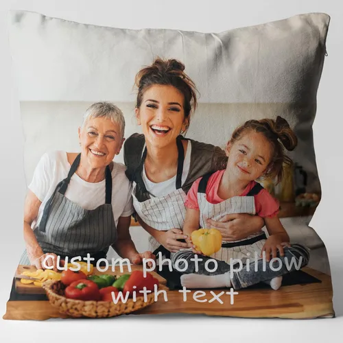 Vista 14 de Almohada personalizada con foto y texto - Regalo conmemorativo personalizado para la familia, aniversario, boda, almohada decorativa de 16 x 16