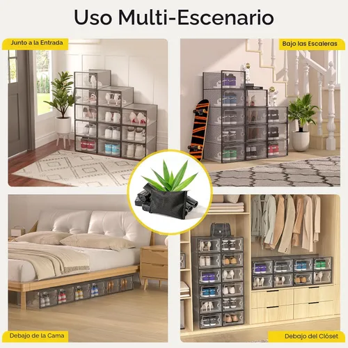 Vista 8 de Kuject - Cajas de almacenamiento de zapatos extragrandes con paquetes de carbón activado para armario 12 Pack, Odor Absorber, Stackable, Fits Men