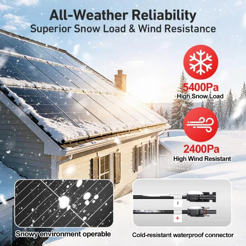 Vista 3 de DOKIO Panel solar monocristalino de 100 W y 18 V para carga de batería de 12 V, módulo de vidrio con marco de aluminio, conector MC4, agujeros