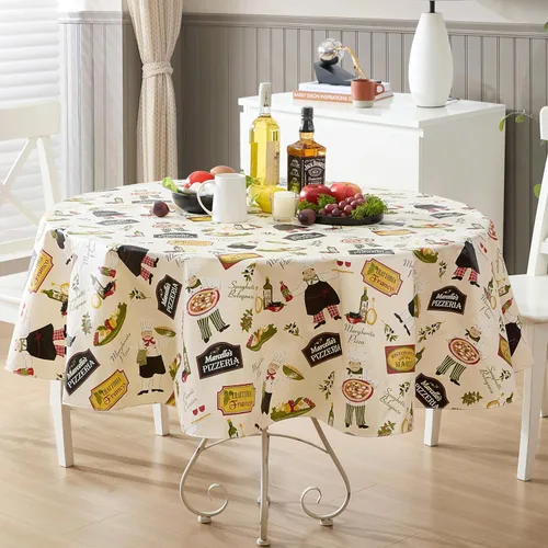 Vista 10 de Newbridge Mantel rectangular de vinilo de 52 x 70 pulgadas con reverso de franela, bistró chef italiano, chef novedoso para interiores y exteriores