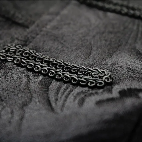 Vista 3 de Abrigo medieval steampunk con cuello alto para hombre (negro, S), Negro