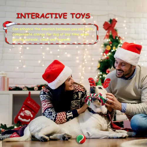 Vista 3 de Juguetes navideños para perros, juego de 6 juguetes navideños para perros con juguetes chirriantes
