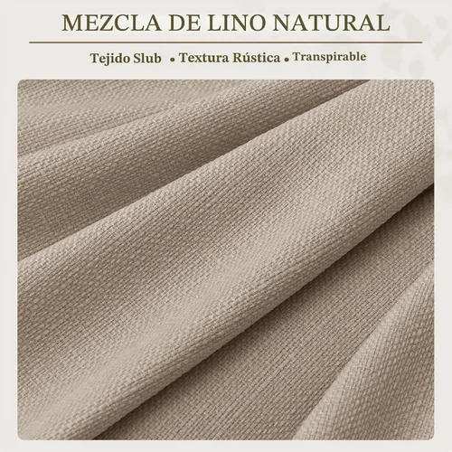 Vista 2 de TWODRAPES Burlywood - Cortinas plisadas de lino grueso de abedul de 96 Abedul Burlywood