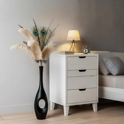 Vista 5 de Jarrón de piso negro de 60 cm – Cuerpo ovalado en forma de dona con cuello delgado de 7,6 cm, jarrones decorativos altos modernos para sala