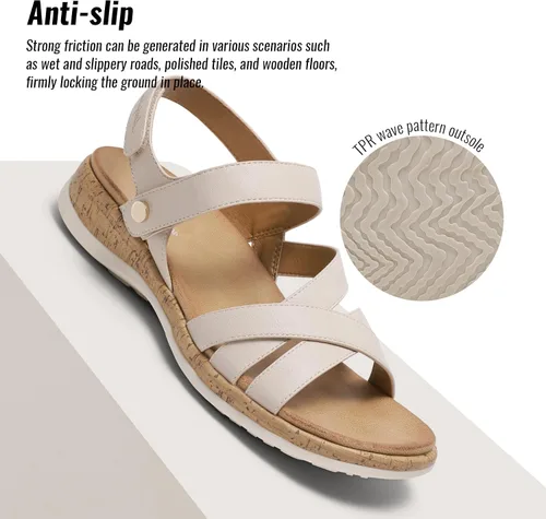 Vista 6 de Littleplum Sandalias ortopédicas para mujer con soporte de arco, cómodas sandalias planas, elegantes zapatos ortopédicos de verano para caminar