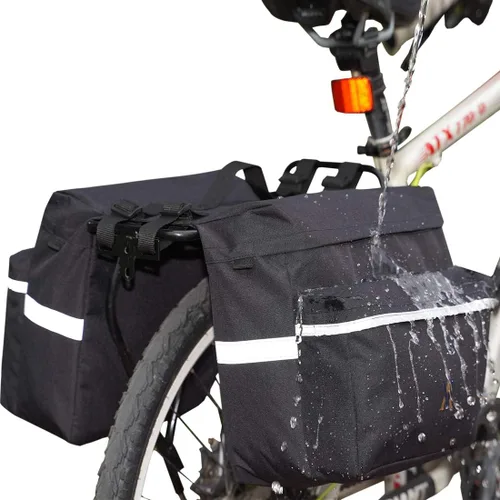 Vista 2 de Bolsa de Alforja para Bicicleta - Bolsa de Bicicleta de 30L con Borde Reflectante, Resistente al Agua, Bolsas de Asiento Trasero para Bicicleta