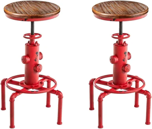 Vista 13 de American Steampunk Industrial Fire Hydrant Bar Stools (Black, Wooden Top)