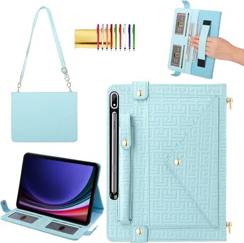 Vista 34 de Bolso Funda para Samsung Galaxy Tab S10 FE/S9 FE 10.9"/S9/S8/S7 11", Techcircle Folio con Soporte Cruzado, Billetera con Ranura para Lápiz S Pen