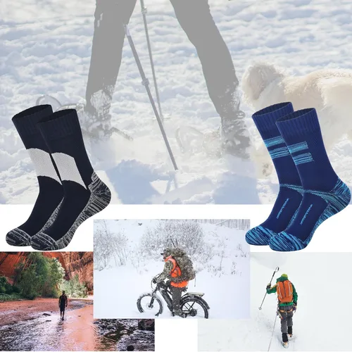 Vista 3 de Jeasona Calcetines impermeables para hombre, calcetines cálidos para botas, senderismo, camping, pesca, regalos