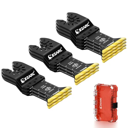 Vista 10 de EZARC Hojas de sierra oscilante de titanio, 3 cuchillas multiherramienta extendidas para metal, clavos de madera, corte de tornillos, plástico