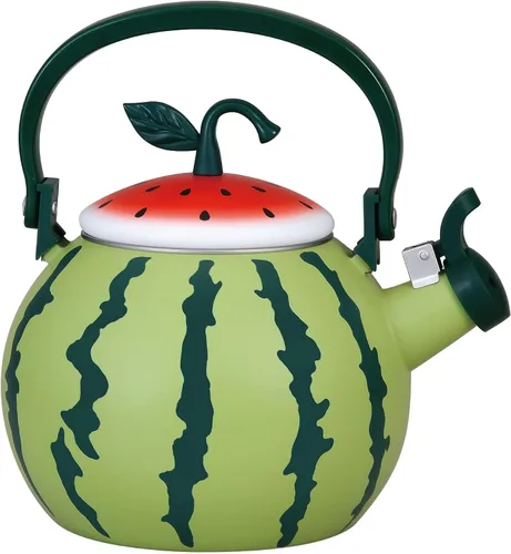Vista 10 de UP ware - Hervidor de té silbante esmaltado en acero, tetera para estufa (1.6 cuartos de galón, manzana)