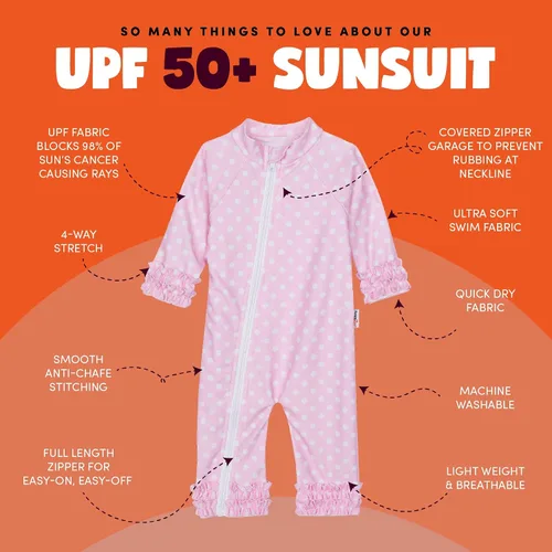 Vista 2 de Swimzip bañadores manga larga con factor de protección solar 50 para bebé niña y de bebé niña
