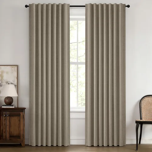 Vista 20 de MIULEE Cortinas de lino 100% opacas para dormitorio, marfil sólido, decoración de lujo, aislamiento térmico, cortinas oscurecedoras para sala