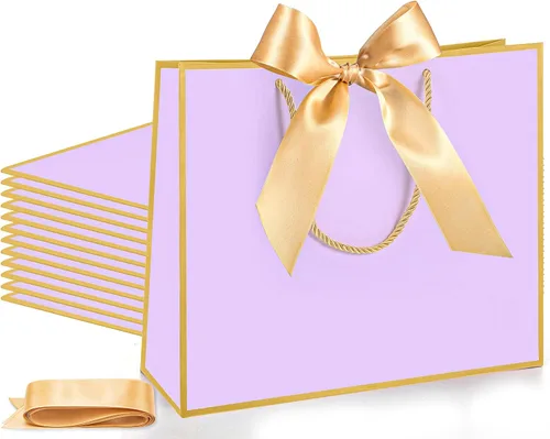 Vista 36 de Silkfly 12 bolsas de regalo con asas para dama de honor, 12 x 10 x 4 pulgadas, elegantes bolsas de regalo de bienvenida de boda con lazo para Negro