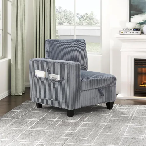 Vista 9 de Lexicon Sofá modular modular para sala de estar, asiento de esquina de pana con almacenamiento, unidades de sofá modular seccional, silla tapizada