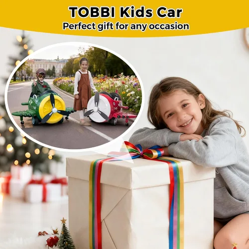 Vista 9 de Avión de paseo con control remoto TOBBI - Auto infantil con batería, auto para niños pequeños de 12V para conducir, autos eléctricos de paseo