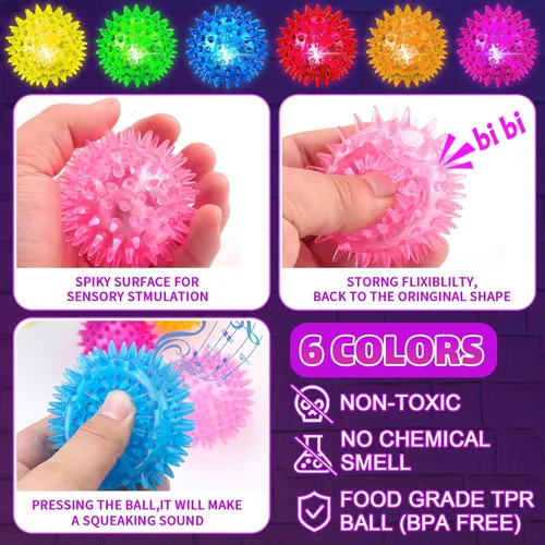 Vista 4 de Pelotas sensoriales iluminadas y rebotantes, juguetes sensoriales para niños con autismo, juguetes para 3-4, 5-7, 8-12, regalos para niños y niñas