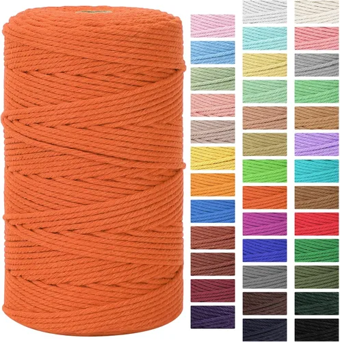 Vista 11 de Cordón de macramé 3mm x 300m Cuerda de macramé 100% algodón natural Cordón de algodón trenzado de 4 hebras para manualidades DIY, adornos