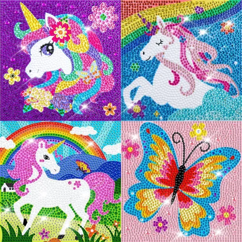 Vista 9 de QEUOYSS Kits de arte de diamantes 5D para niños principiantes, kits fáciles de artes y manualidades para niños de 8 a 12 años, juego de manualidades