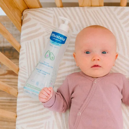 Vista 12 de Mustela Agua limpiadora para bebés, agua micelar sin enjuague, con aguacate natural y aloe vera, para cara, cuerpo y pañal del bebé, paquete de 1