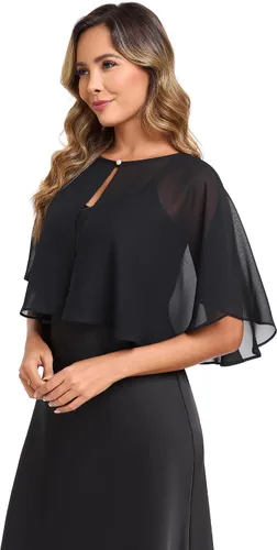 Vista 20 de TONGFANTFL Capelets de gasa para mujer, chal para vestido de noche Verde (Baby Green)
