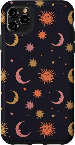 Vista 13 de Funda para iPhone 16 Whimsigoth Aesthetic Hippie Celestial Vintage Half Moon Sun