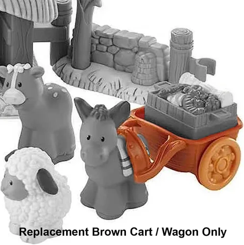 Vista 2 de Carro de repuesto marrón para Fisher-Price Little People Deluxe Christmas Story, juego de pesebre ~ J2404
