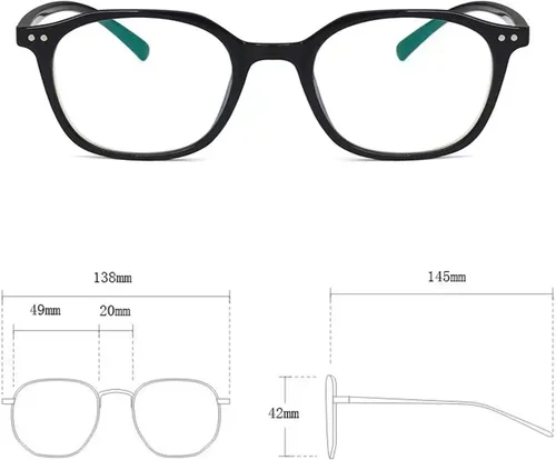 Vista 5 de HUIHUIKK Gafas de miopía miopía para uso diario para hombre y mujer Negro