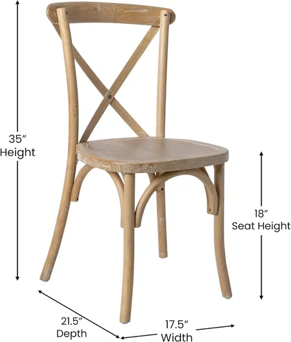 Vista 3 de Flash Furniture Silla de madera con respaldo en X, natural Acabado teñido a mano, construcción duradera, uso comercial