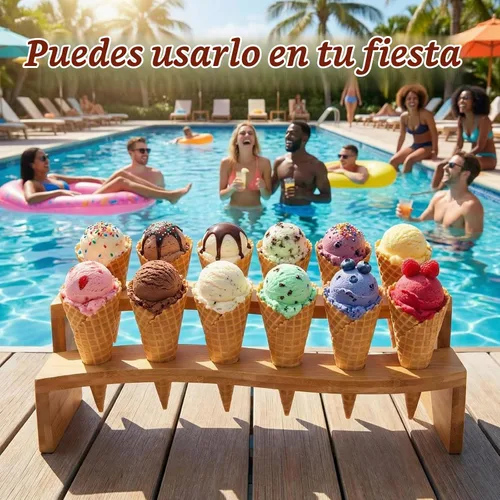 Vista 7 de Queekay - 100 conos de charcutería con soporte para conos de alimentos, curvos, bambú