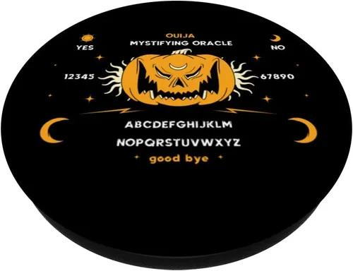 Vista 2 de Ouija Board Ocultismo Calabaza Horror Halloween Diseño Artístico PopSockets intercambiables PopGrip