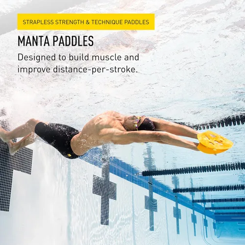 Vista 3 de FINIS Manta Swim Training Paddles - Diseño sin tirantes para técnica de accidente cerebrovascular - Paletas de mano flotantes - Construye fuerza