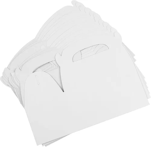 Vista 3 de Super Z Outlet Cajas de cartón de papel de regalo de color blanco con asas, bolsas de dulces para artes y manualidades, picnic, recuerdos de fiesta