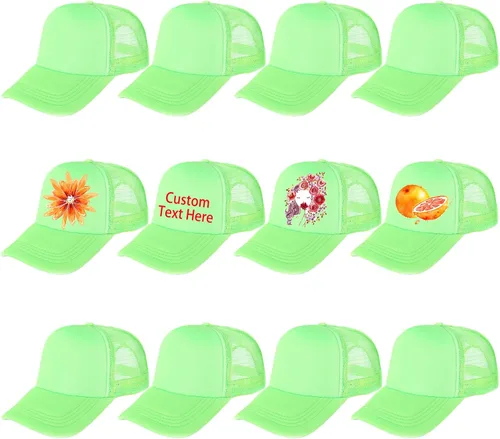 Vista 12 de Ultrafun Paquete de 12 sombreros de camionero de verano de malla sublimación en blanco, gorras de béisbol ajustables para hombres y mujeres