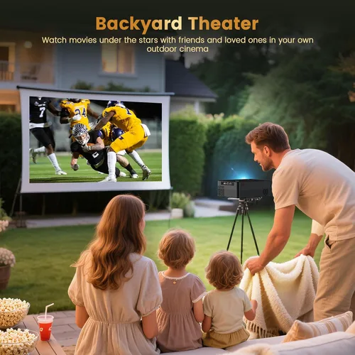 Vista 8 de Mini proyector, proyector portátil con WiFi y Bluetooth, proyector inteligente para exteriores con cable HDMI, 300 ANSI, compatible con cine en casa