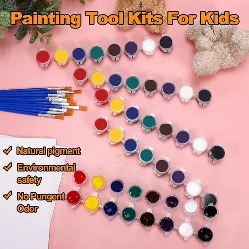 Vista 5 de Juego de 12 piezas de pintura acrílica, juego de pintura lavable en 8 colores, tiras de pintura de 0.2 fl oz para niños y adultos, juegos de pintura