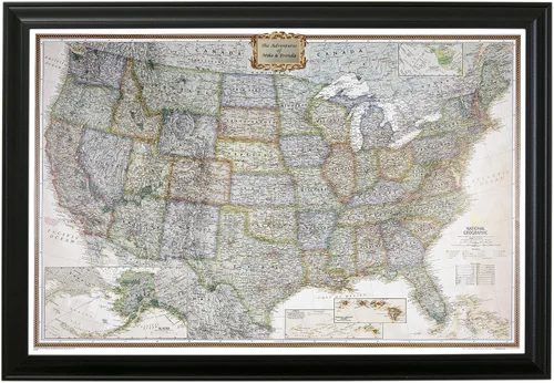 Vista 33 de Póster de lienzo enrollado personalizado con mapa de EE.UU. como arte de pared con chinchetas – Mapa ejecutivo grande de 24" x 36" de EE.UU.
