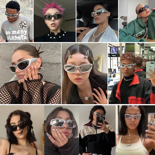 Vista 6 de OPTOFENDY Y2K - Lentes de sol para mujeres y hombres, lentes de sol polarizados envolventes para hombres y mujeres, Gris