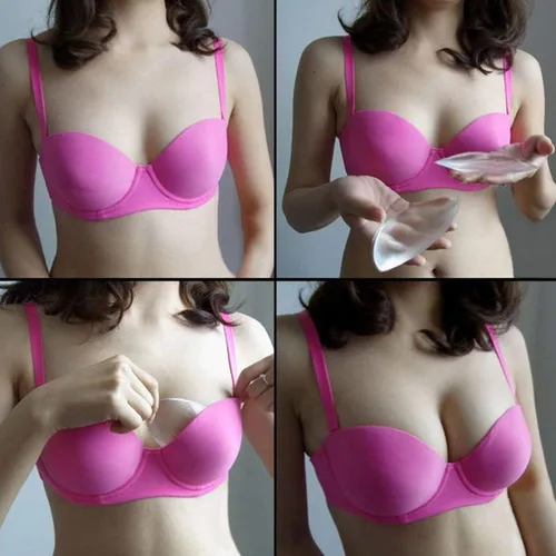 Vista 5 de Conolu Insertos de sujetador de silicona transparente Inserciones de pecho de gel triangular, reforzadores impermeables con almohadillas push up