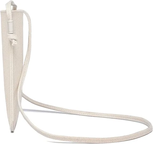 Vista 8 de Bolso cruzado pequeño para mujer, mini bolso cruzado de lona de algodón Beige