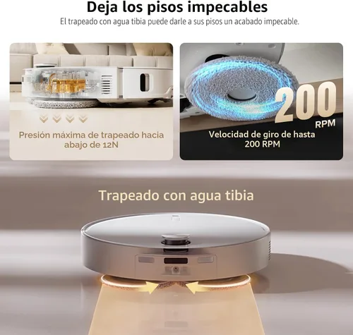 Vista 7 de roborock Qrevo - Robot aspirador y trapeador CurvX, succión de 22,000 Pa, ultra delgado de 3.14 pulgadas, diseño sin enredos, reconocimiento