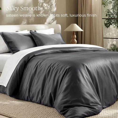 Vista 4 de Bare Home Tencel - Juego de funda de edredón - Lyocell derivado de eucalipto - Funda de edredón ultra suave de 2 piezas y fundas de almohada
