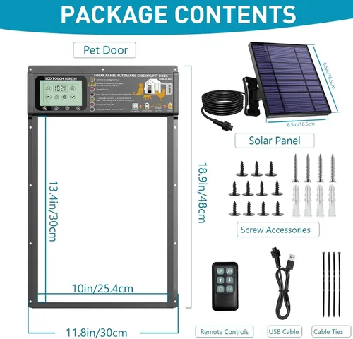 Vista 6 de Puerta automática para mascotas, radar de puerta de perro, modos de temporizador y sensor de luz, puerta recargable solar y USB, aluminio duradero