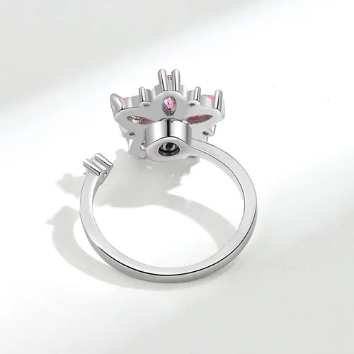 Vista 8 de Anillo de plata 925, anillos de plata ajustables para mujer, anillos de pulgar abiertos, anillos de circonio, anillos ajustables, anillos abiertos