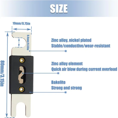 Vista 3 de Portafusibles BOJACK ANL, instalación segura en línea para cables de 0/2/4 AWG, diseño duradero para máxima protección, portafusibles de calibre 0